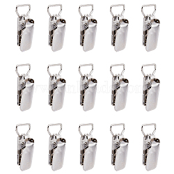 Iron Pacifier Clips, Suspender Clips, Blanket Holder Clips, Platinum, 42x23x9.5mm, Hole: 20x8.5mm, 15pcs/box(IFIN-FH0001-82)