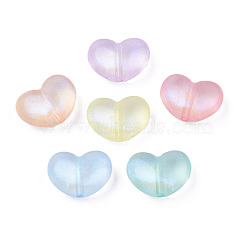 Transparent Acrylic Beads, Glitter Powder, Heart, Mixed Color, 16x21x10mm, Hole: 2mm(X-OACR-N008-091M)