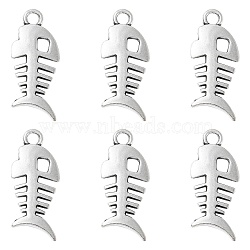 Tibetan Style Alloy Pendants, Cadmium Free & Lead Free, Fish Bone, Antique Silver Color, about 26mm long, 11.5mm wide, 2.5mm thick, Hole: 2.5mm(X-LF10330Y)