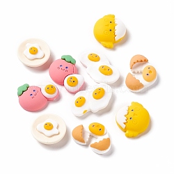Opaque Resin Cabochons, Egg & Chick & Tomato, Mixed Color, 16~18x19~26x6.5~7.5mm(CRES-A050-22)