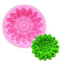 Food Grade Silicone Molds, Fondant Molds, For DIY Cake Decoration, Chocolate, Candy, UV Resin & Epoxy Resin Jewelry Making, Flower, Pink, 56x13mm(X-DIY-E011-35)