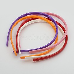 Plain Plastic Hair Band Findings, with Teeth, Mixed Color, 8mm wide(PJH103Y)