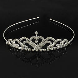 Fashionable Wedding Crown Rhinestone Hair Bands, Bridal Tiaras, with Iron and Brass Base, Crystal, 120mm(OHAR-R271-19)