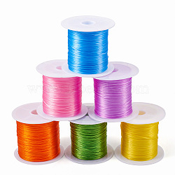 6 Rolls 6 Colors 10M Flat Elastic Crystal String, Elastic Beading Thread, for Stretch Bracelet Making, Mixed Color, 0.7mm, about 10.94 Yards(10m)/Bag, 1 roll/color(EW-TA0001-04A)