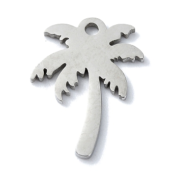304 Stainless Steel Pendants, Laser Cut, Coconut Tree Charms, Stainless Steel Color, 17x12x1mm, Hole: 1mm