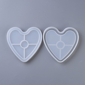 DIY Heart Coaster Silicone Molds, Resin Casting Molds, For UV Resin, Epoxy Resin Jewelry Making, White, 120x118x18mm, Inner Diameter: 95x108mm