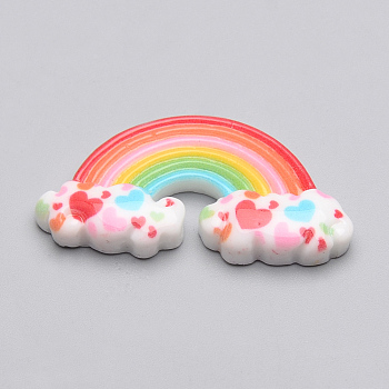 Resin Cabochons, Rainbow, Colorful, 28x15x5mm