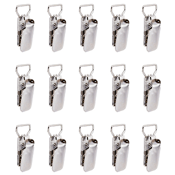 Iron Pacifier Clips, Suspender Clips, Blanket Holder Clips, Platinum, 42x23x9.5mm, Hole: 20x8.5mm, 15pcs/box