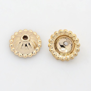 Nickel Free & Lead Free Light Gold Tone Alloy Bead Caps, Long-Lasting Plated, Apetalous, 10x5mm, Hole: 1mm, Inner Diameter: 8mm