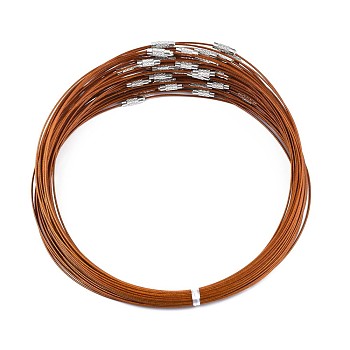 Stainless Steel Wire Necklace Cord DIY Jewelry Making, with Brass Screw Clasp, Chocolate, 17.5 inch