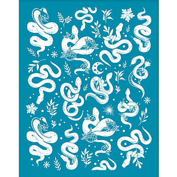 Silk Screen Printing Stencil, for Painting on Wood, DIY Decoration T-Shirt Fabric, Snake Pattern, 100x127mm