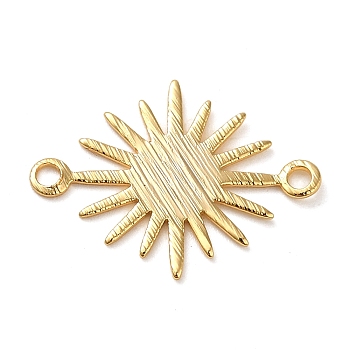 Brass Connector Charms, Sun Links, Real 18K Gold Plated, 13.5x18x0.6mm, Hole: 1.4mm