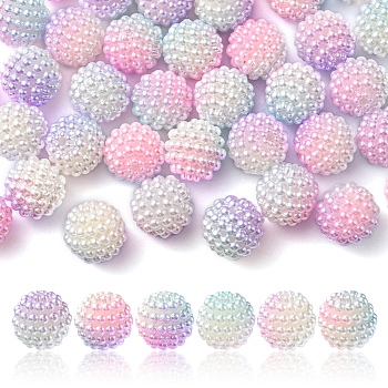 Imitation Pearl Acrylic Beads, Berry Beads, Combined Beads, Round, Pink, 12mm, Hole: 1mm