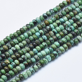 Natural African Turquoise(Jasper) Beads Strands, Rondelle, 4~4.5x2~3mm, Hole: 1mm, about 160pcs/strand, 15.7 inch(40cm)