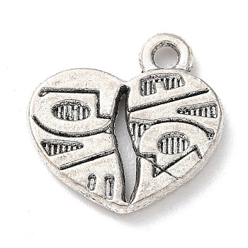 Tibetan Style Alloy Pendants, Heart, Antique Silver, 15x15x2mm, Hole: 1.6mm, about 347pcs/500g
