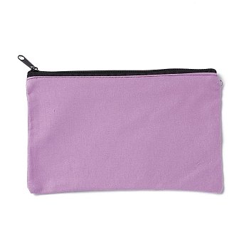 Rectangle Canvas Jewelry Storage Bag, with Black Zipper, Cosmetic Bag, Multipurpose Travel Toiletry Pouch, Plum, 20x13x0.3cm