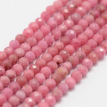 Natural Rhodochrosite Beads Strands, Faceted, Round, 2mm, Hole: 0.5mm, about 160~179pcs/strand, 12.5 inch~12.9  inch(320~330mm)