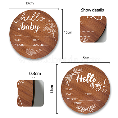 2Pcs 2 Style Single-face Printed Wooden Baby Photo Props(DJEW-WH0600-001)-2