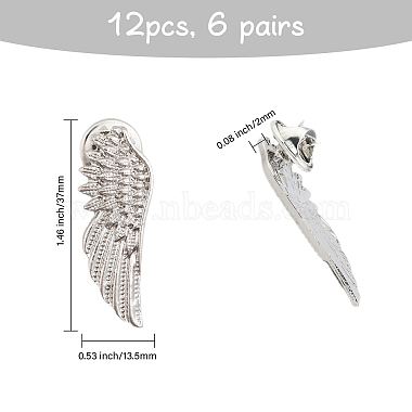 6 Pairs Alloy Wing Brooch for Backpack Clothes(JEWB-CA0001-31)-2