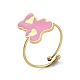 Anillo de acero inoxidable esmaltado con baño de iones (IP) y forma de oso con corazón 304(RJEW-A038-11G)-1