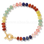 Natural & Synthetic Mixed Gemstone Beads Stretch Bracelets, Jewely for Women, Rondelle, 7-7/8 inch(20cm)(PW-WG8CB33-03)