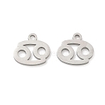 304 Stainless Steel Constellation Pendants, Cancer Charm, 9x10x1mm, Hole: 1.2mm(STAS-H260-01P-09)