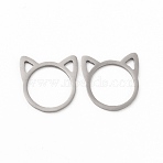 Non-Tarnish 201 Stainless Steel Pendants, Cat Head Charms, Stainless Steel Color, 17x16.5x1mm(STAS-K251-094P)