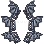 Cloth Shoe Charms, Shoe Decoration, Wing, Black, 7x7.5cm(FIND-WH20019-25B-03)