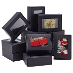 Cardboard Gift Boxes, Rectangle with PVC Clear Windows, Black, 6x8.5x3cm(CON-WH0085-102B)