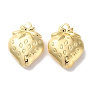 Rack Plating Iron Locket Pendants, Long-Lasting Plated, Lead Free & Cadmium Free, Strawberry, Golden, 29x22x8mm, Hole: 3.5mm, Inner Diameter: 17x15.5mm(KK-F090-05G)