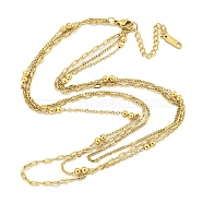 Ion Plating(IP) 304 Stainless Steel Multi Layered Necklaces, Paperclip Chain & Curb Chain & Cable Chain Necklaces, Real 18K Gold Plated, 15.63 inch(39.7cm), 1.8~3.5mm(NJEW-S426-07G)