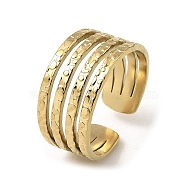 304 Stainless Steel Open Cuff Rings, Multi Lines, Real 18K Gold Plated, Inner Diameter: 17mm(RJEW-Z018-33G)