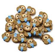 Handmade Polymer Clay Beads, No Hole, Bear, 10x10.5x1.5mm, about 2631pcs/500g(CLAY-P003-15D)