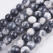 Natural White Jade Beads Strands, Round, Dyed, Dark Gray, 8mm, Hole: 1mm(G-H1627-8MM-2)