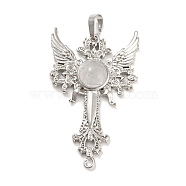 Natural Quartz Crystal Big Pendants, Rock Crystal, Cross with Wing Charms, with Platinum Plated Brass Findings, 52.5x32x7~7.5mm, Hole: 4x8mm & 2mm(G-G009-01P-12)