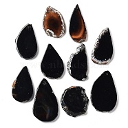 Dyed Mixed Shape Natural Agate Gemstone Big Pendants, Black, 39~85x26~62x5~6mm, Hole: 2mm(G-R300-11)