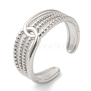 304 Stainless Steel Hollow Open Cuff Ring for Women, Stainless Steel Color, Inner Diameter: 18mm(RJEW-I098-28P)