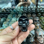 Natural Obsidian Halloween Skull Figurine Display Decorations, Energy Stone Ornaments, 50mm(G-PW0007-062C)
