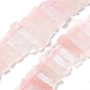 Natural Rose Quartz Beads Strands, Top Drilled Beads, Rectangle, 24~62x8~14x4~9mm, Hole: 1.8mm, about 34~39pcs/strand, 15.04''~15.51''(38.2~39.4cm)(G-L551B-17)