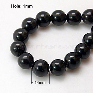 Synthetic Black Stone Beads Strands, Dyed, Round, Black, 14mm, Hole: 1mm, about 14pcs/strand, 7.8 inch(G-G088-14mm)