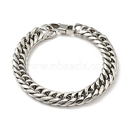 201 Stainless Steel Cuban Link Chains Bracelet for Men Women, Stainless Steel Color, 8-7/8 inch(22.4cm), 11.5mm Wide(BJEW-H550-07C-P)
