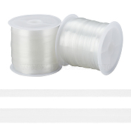 2Rolls 2 Style Flat TPU(Thermoplastic Polyurethane) Elastic Ribbon, Frosted Ribbon with Spool, Clear, 4~8x0.12~0.2mm, 1roll/style(EW-NB0001-06)