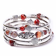 Bohemian Multi-Layered Natural Banded Agate Wrap Bracelet Women's Jewelry, show in picture(MV3343-8)