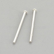 925 Sterling Silver Stud Earring Findings, Carved 925, Silver, 12x0.7mm, Pin: 0.7mm(X-STER-S002-35)