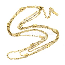 Ion Plating(IP) 304 Stainless Steel Multi Layered Necklaces, Paperclip Chain & Curb Chain & Cable Chain Necklaces, Real 18K Gold Plated, 15.63 inch(39.7cm), 1.8~3.5mm(NJEW-S426-07G)