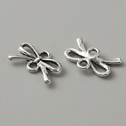 Tibetan Style Alloy Connector Charms, Bowknot Links, Antique Silver, 8x13x2mm, Hole: 1.5mm(FIND-CJC0012-083)