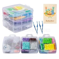 20 Colors DIY Fuse Beads Kit, with Mixed Shape ABC Plastic Pegboards, Ironing Paper and Plastic Tweezers, Iron Keychain Clasp Findings & Chains & Mobile Phone Strap, Plastic Keychain Clasp, Mixed Color, 5x5mm, Hole: 3mm, 6000pcs(DIY-X0295-03A-5mm)