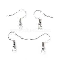 316 Surgical Stainless Steel Earring Hooks, with Horizontal Loop, Stainless Steel Color, 20x19.5mm, Hole: 2mm, 21 Gauge, Pin: 0.7mm(STAS-N019-02)