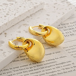 Teardrop Brass Hoop Earrings for Women, Real 22K Gold Plated, 36x18x12mm(EJEW-U055-18G)