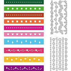 Carbon Steel Cutting Dies Stencils, Decorative Embossing Paper Card Making Template for DIY Scrapbooking, Art Craft, Stripe, 141~144x71~73x0.8mm, 2pcs/set(DIY-WH0309-1769)